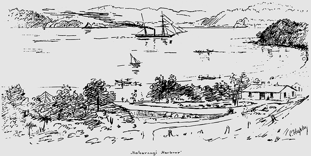 Jade River: A History of the Mahurangi – Part 4 Surveys and Settlement Scotts Landing, Charles Heaphy sketch