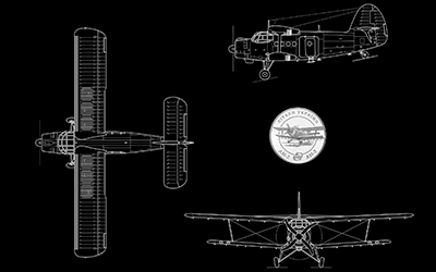 Antonov An-2 plan and profiles view, coin