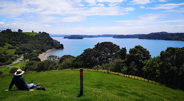 Long-serving Mahurangi Regatta shoreside events director Michael Gordon, and one of many potential regatta picnic spots