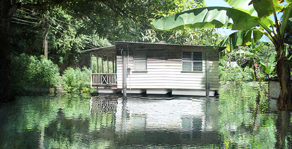 Render of a buoyant foundation retrofit, Port Maria