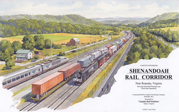 Rendering of Shenandoah rail with trail