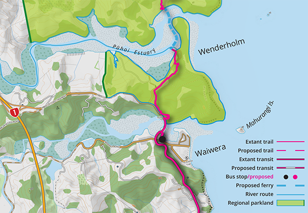 Waiwera to Wenderholm section of Mahurangi Coastal Path map