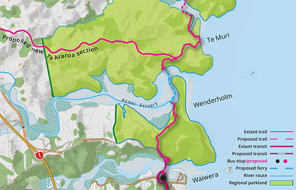 Waiwera to Wenderholm – Te Muri section of Mahurangi Coastal Trail map