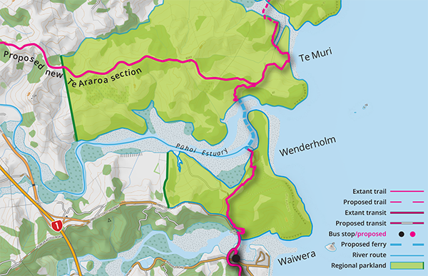 Waiwera to Wenderholm – Te Muri section of Mahurangi Coastal Path map