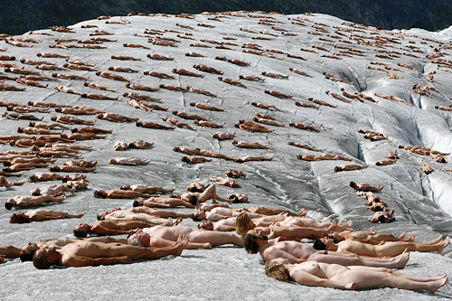 Aletsch Glacier, nude protest