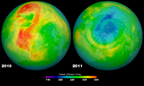 Ozone hole, Arctic, 2010-2011
