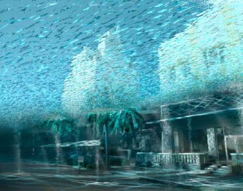South Beach art deco district submerged