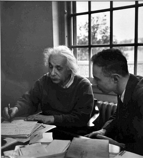 Albert Einstein and J Robert Oppenheimer