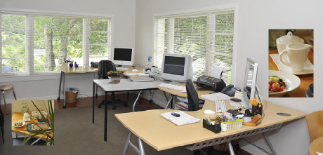 Lilburn Workspace office, with promotional insets