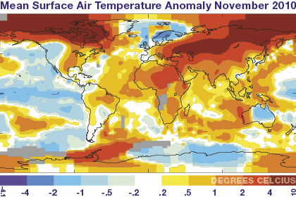 Mean surface temperature anomaly November 2010