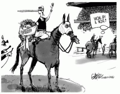 Ontario referendum By a Nose cartoon