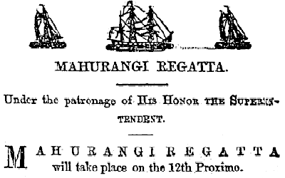 Mahurangi Regatta 1865 comparable with Cowes