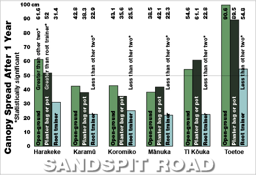 Sandspit Road spread bar chart 2009