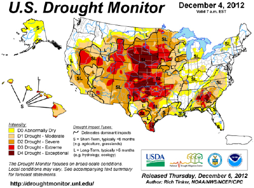 US Drought Monitor chart 4 December 2012