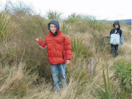 Waihaha trial site, with children