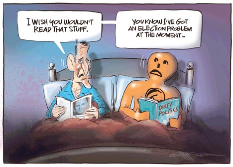 Rod Emmerson cartoon, John Key’s Election Trouble.
