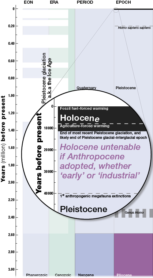 Time scale Pleistocene to Anthropocene