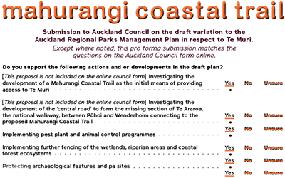 Long-form formal submission supporting coastal trail