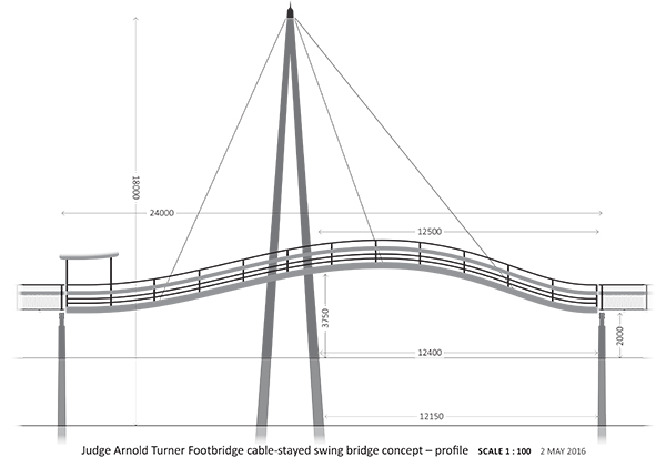 Judge Arnold Turner cable-stayed swing bridge concept