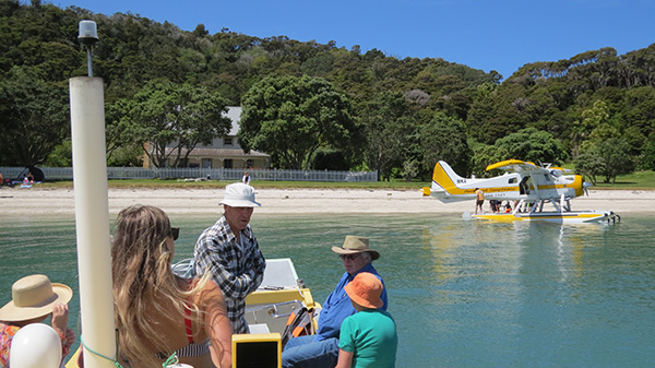 Pooh passengers and float plane