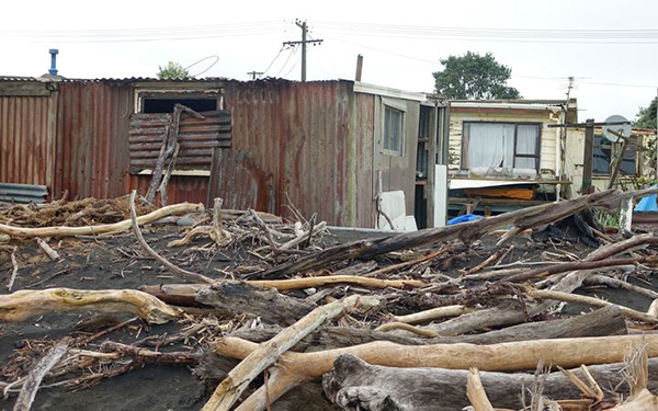 Homes under threat, East Beach, Waitara