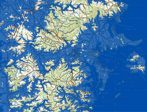 Kaipara–Mahurangi Straits at 80-metre sea-level rise