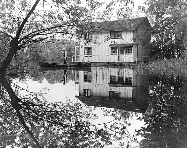 Stephen Leacock, punt and boathouse