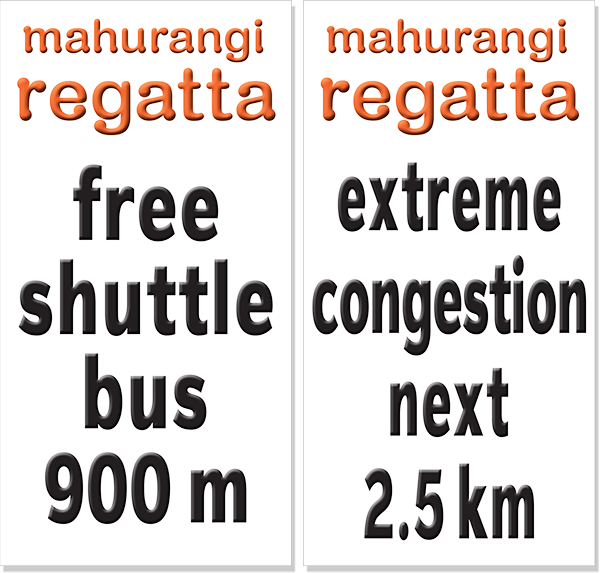 Free shuttle bus 900 metres sign