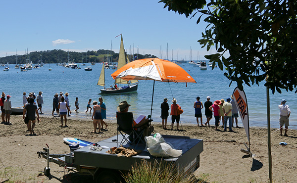 Regatta announcer Cluny Macpherson, between races