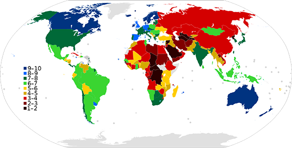Democracy index world map