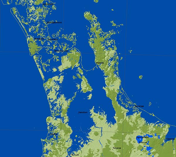 Mahurangi to King Country at 80-metre sea-level rise