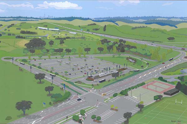 Go to University of Auckland: Transportation Research Centre Rendering of Hibiscus Coast busway station