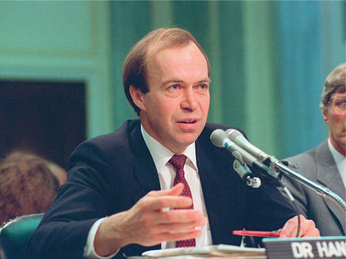 Dr James Hansen testifying to the United States Congress, 1988