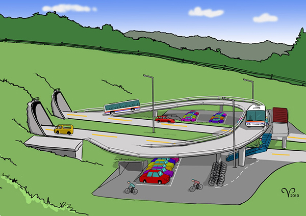 Cartoon lampooning Pūhoi–Warkworth motorway plans