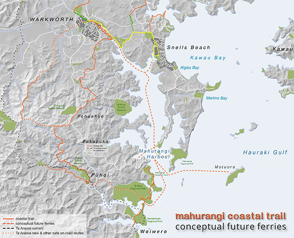 Map of future Mahurangi ferries