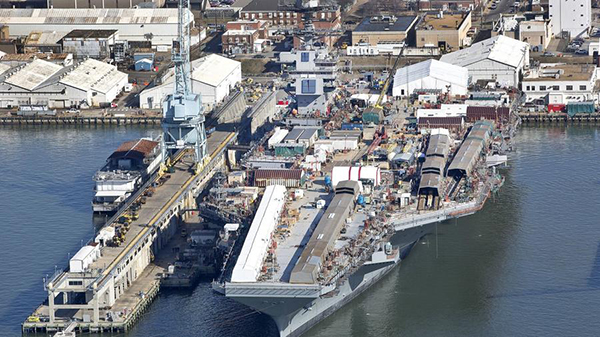 USS Gerald R Ford undergoing remedial work