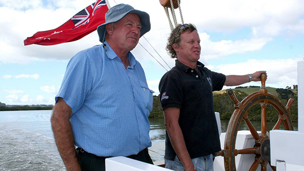 Peter Thompson aboard the Jane Gifford, heading up the Mahurangi River