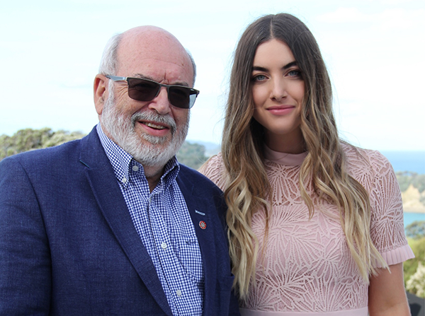 Tessa Berger and Distinguished Professor Sir Peter Gluckman at Te Muri Crossing charity cocktail party, 21 November 2020